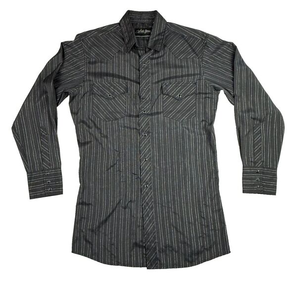 White Horse Western Cowboy Striped Black Pearl Snap Men’s Size XL NICE - Picture 2 of 6